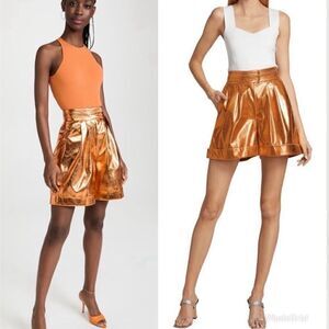 REVOLVE KIMBERLY GOLDSON LIZZIE METALLIC FAUX LEATHER SHORTS IN COPPER